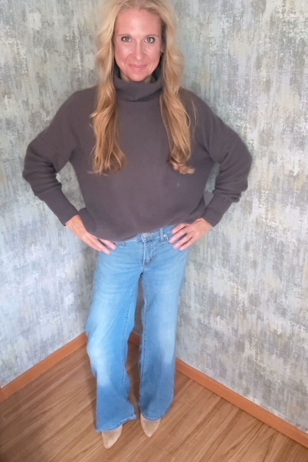 A deep smoky-mauve turtleneck